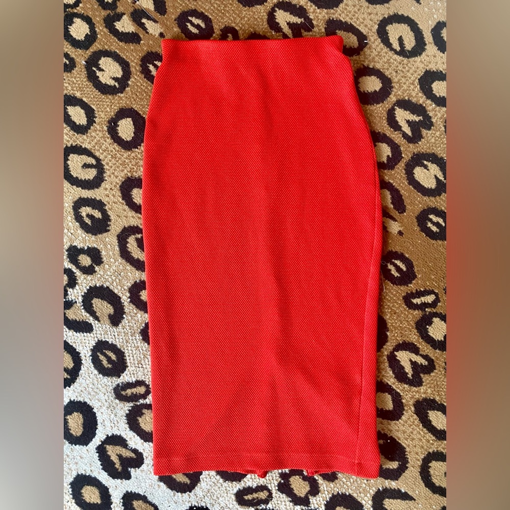 H&M red stretch pencil skirt size 4 pinup glam vamp burlesque